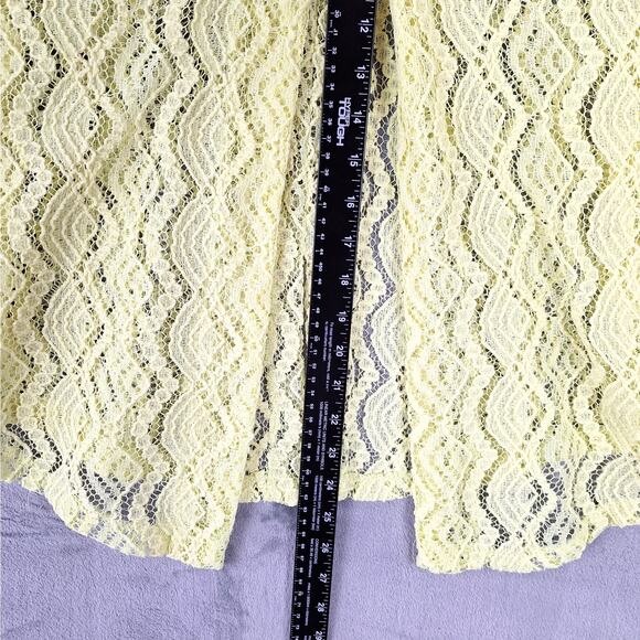 Womens Cardigan Medium Yellow Boho Chic Lace Sheer Soft Girl‎ Cottagecore Casual - Picture 5 of 7